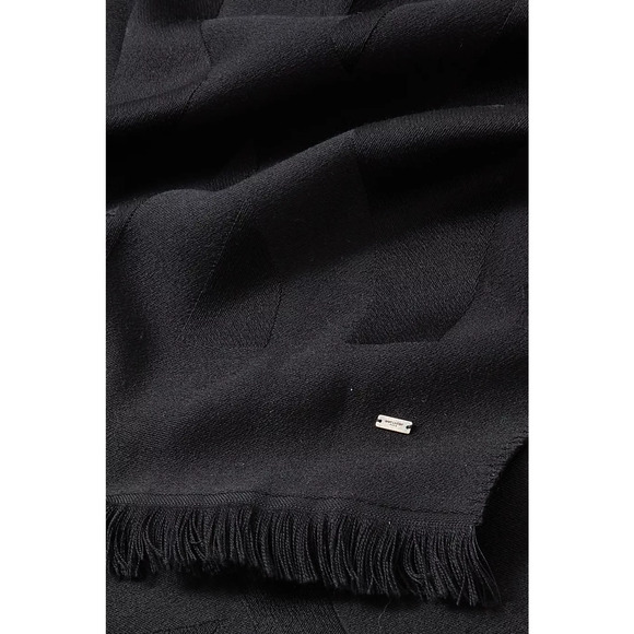 Saint Laurent YSL Monogram Scarf in 100% Wool Jacquard Black HUGE Logo Large NWT - Picture 6 of 13